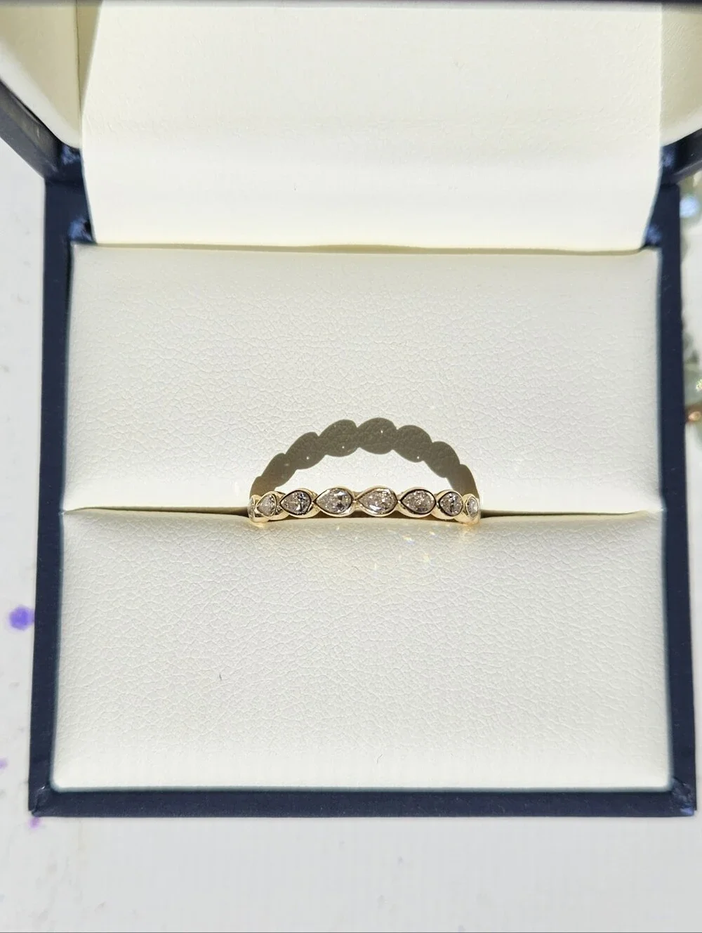 Yellow Gold (14K) Pear Cut Natural Diamond Wedding Band